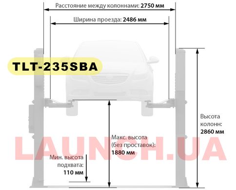Подъемник автомобильный 2-х стоечный 3,5т LAUNCH TLT-235SBA-380, 380 В